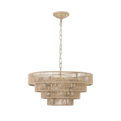 Boho Farmhouse Rattan Light Fixture